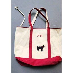Monogrammed Canvas Tote Bag Labrador Dog Embroidery